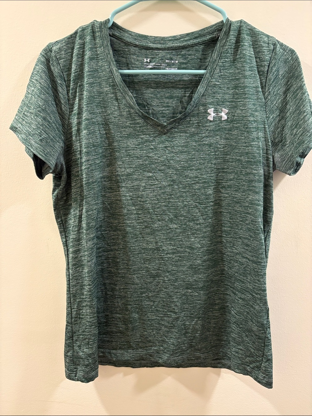 Under Armour Women's Heathered Forest Green V-Neck Performance Tee